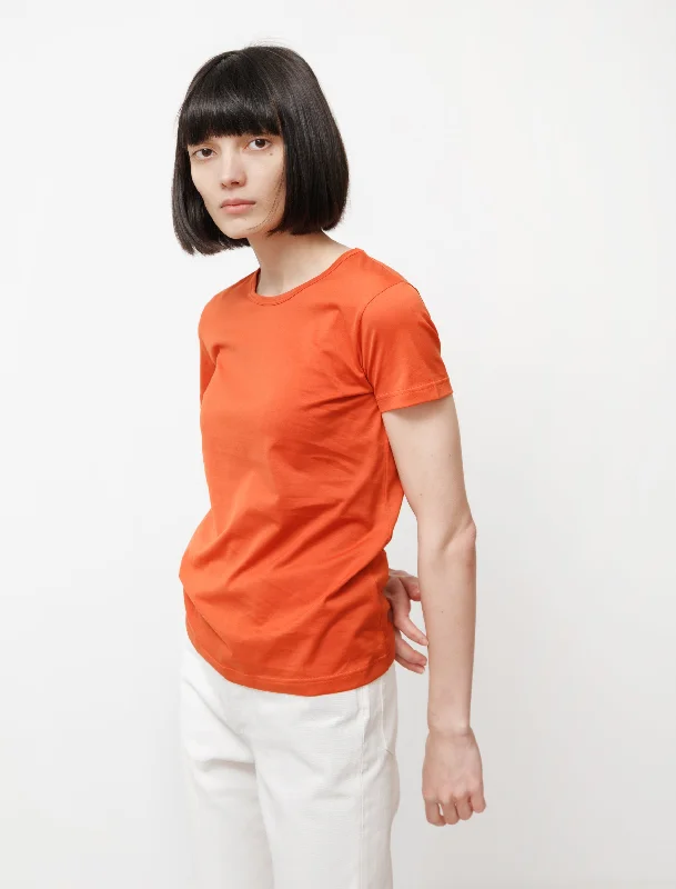 Women's Blouse with Notched CollarClassic Crew Neck T-Shirt Burnt Orange