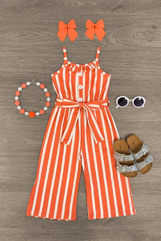 Women's Jumpsuits with Shirt CollarStriped Tie Waist Jumpsuit