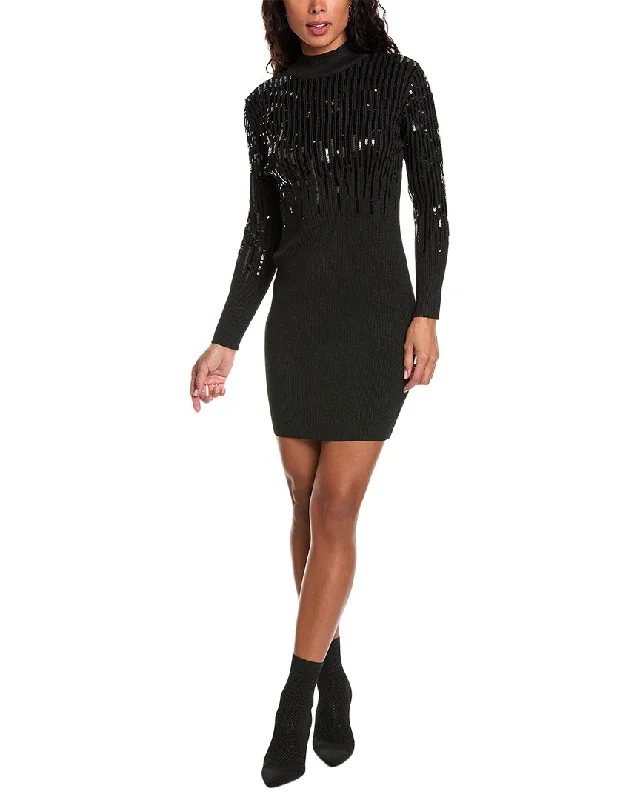 Women's V-Shaped Hem SweatersANNA KAY Sequin Sweaterdress