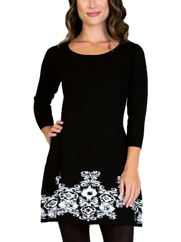 Women's Montenegrin Wool SweatersJuniors Womens Printed Short Sweaterdress