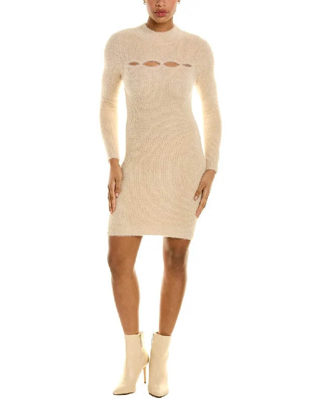 Women's Slovak Wool SweatersL.N.C Fuzzy Cutout Sweaterdress