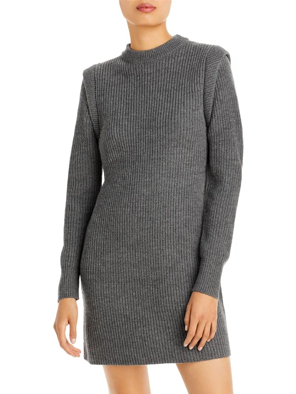 Women's Collarless Design SweatersLombard Womens Mockneck Knit Sweaterdress