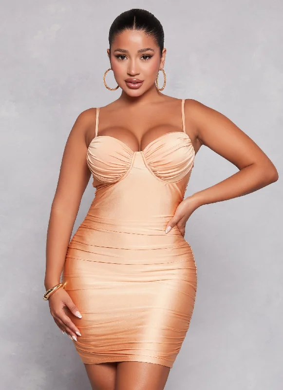 Women's Low Collar DressesHaute Monde Ruched Bustier Dress