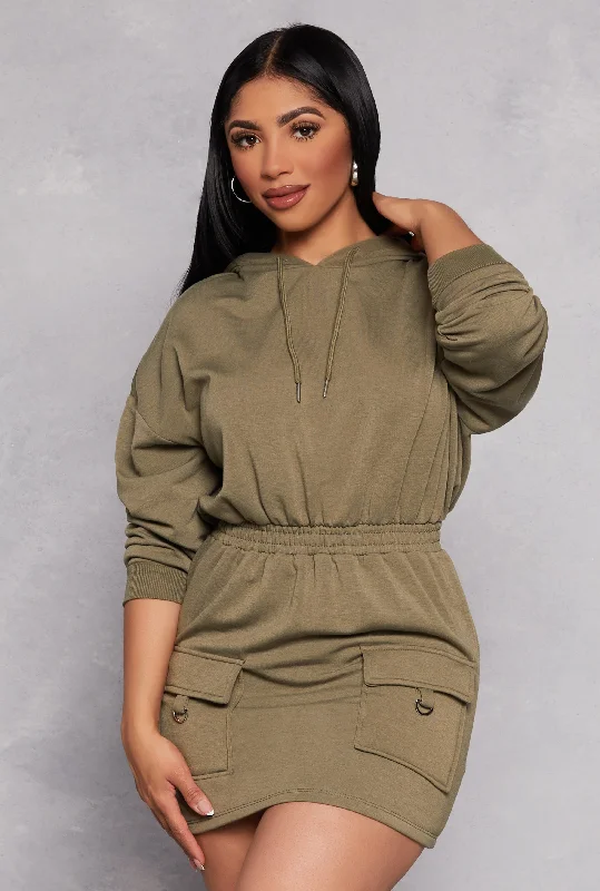 Women's Keyhole-Neck DressesAlmost Famous Elastic Waist Hoodie Dress