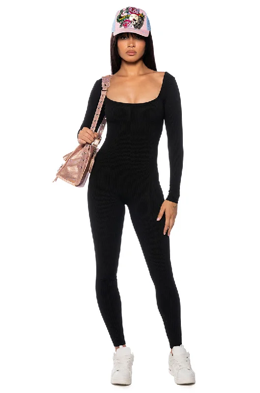 Women's Jumpsuits with Keyhole NeckPAXTON LONG SLEEVE CATSUIT