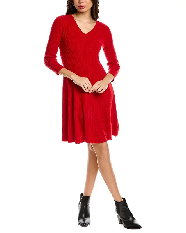 Women's Lapel Collar Sweaterssofiacashmere A-Line Cashmere Sweaterdress