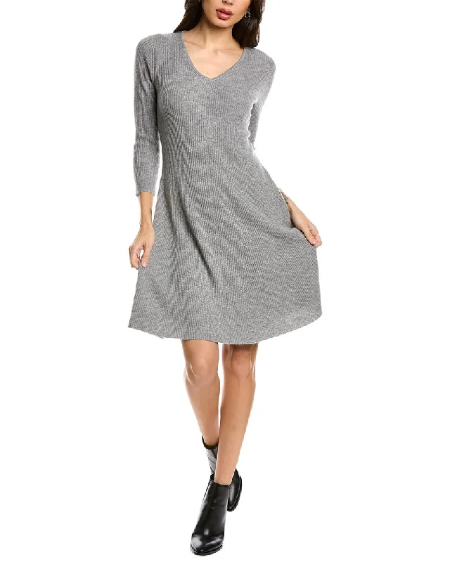 Women's Keyhole Collar Sweaterssofiacashmere A-Line Cashmere Sweaterdress