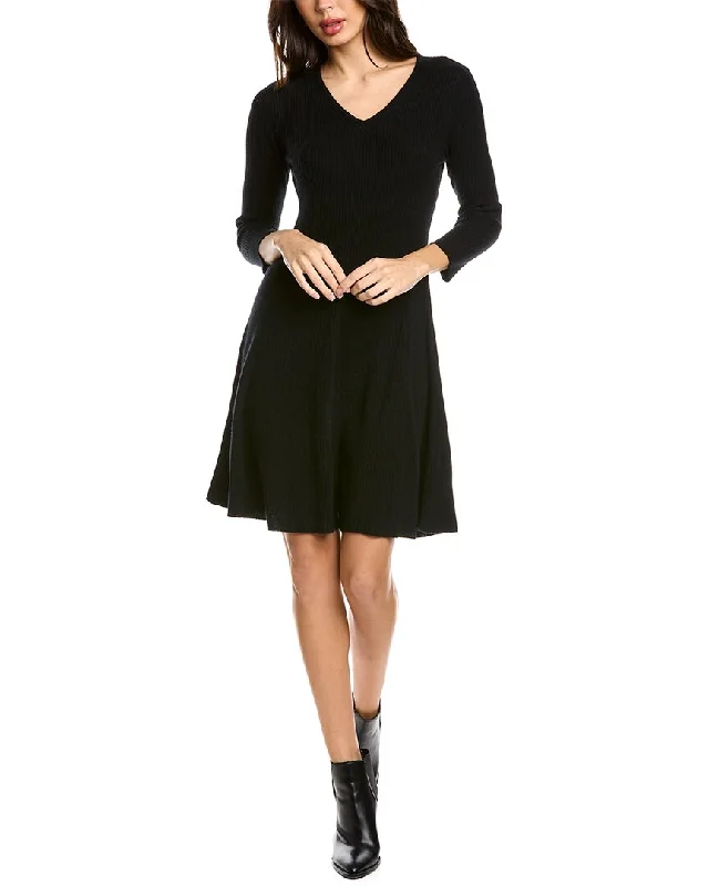 Women's V-Shaped Collar Sweaterssofiacashmere A-Line Cashmere Sweaterdress