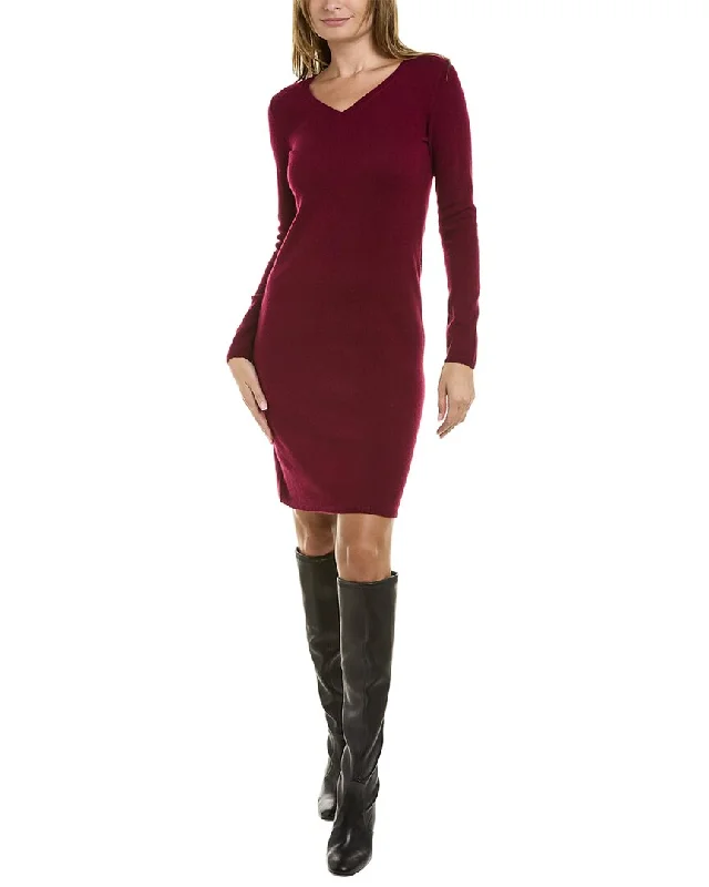 Women's Narrow Collar Sweaterssofiacashmere V-Neck Cashmere Sweaterdress