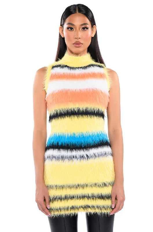 Women's Turkish Wool SweatersSTRIPED FUZZY SWEATER DRESS