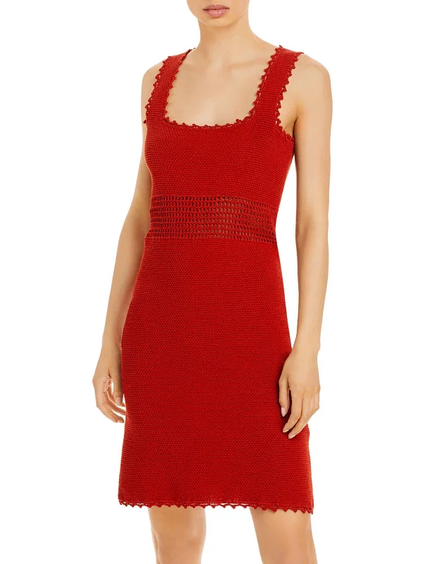 Women's High Collar SweatersWomens Crochet Sleeveless Sweaterdress