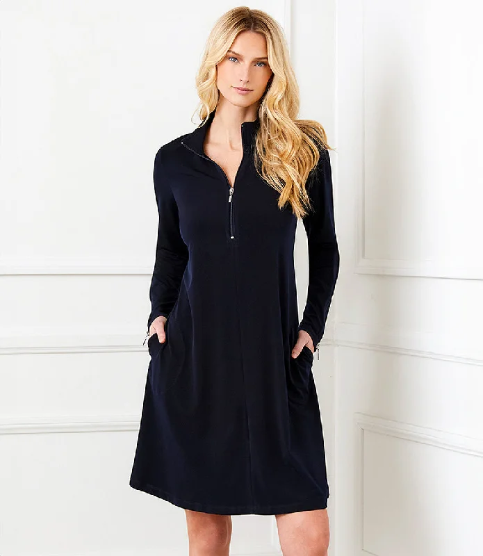 Women's Shirt Collar DressesZip Up Travel Dress