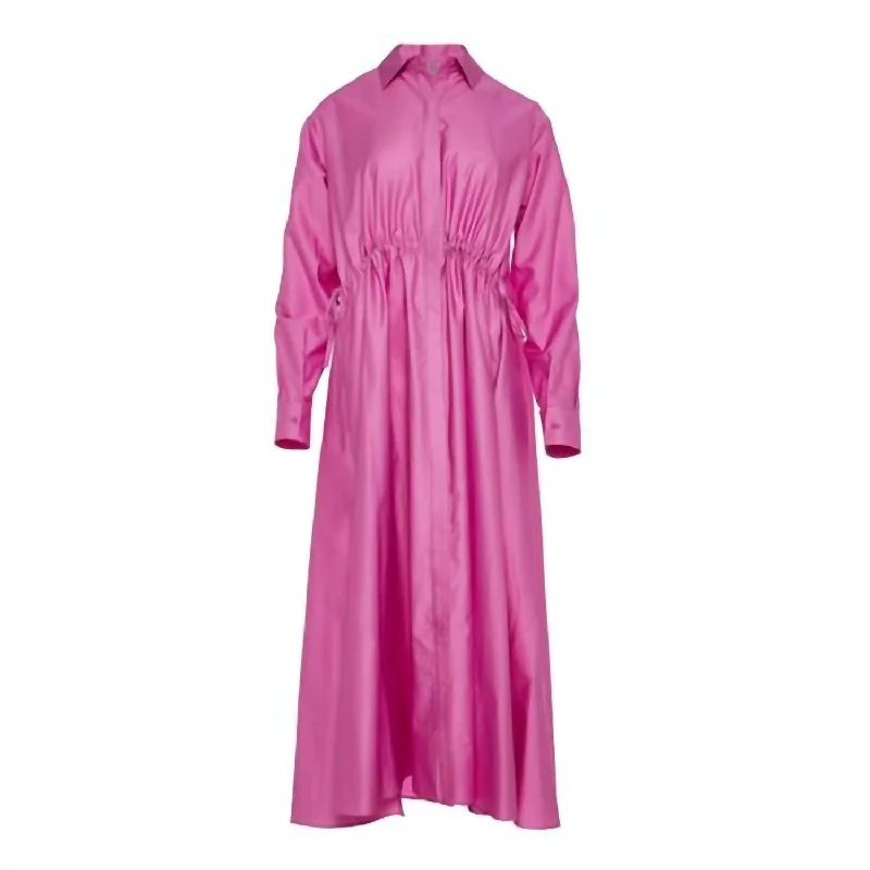 Women's Blouse with ZipperAgios Nikias Cotton Sateen Shirt Dress In Violet