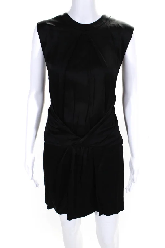 Women's Blouse with CollarAlexander Wang Womens Twisted Front Drop Waist Muscle Tee Dress Black