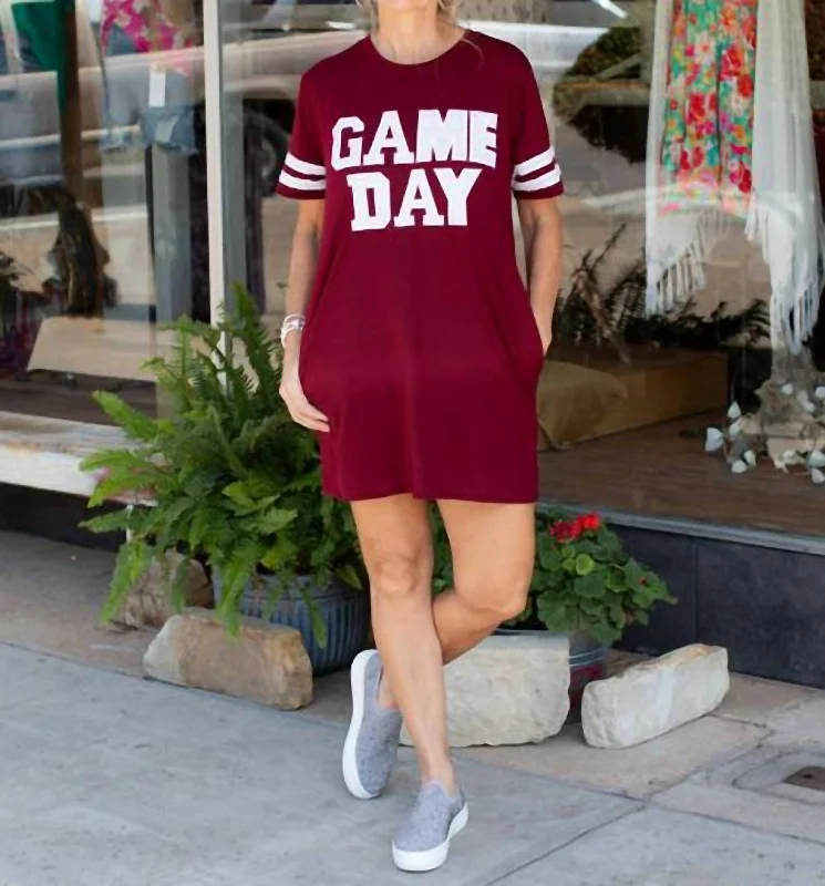 Women's Striped BlouseGame Day Sequin Tee Shirt Dress In Maroon