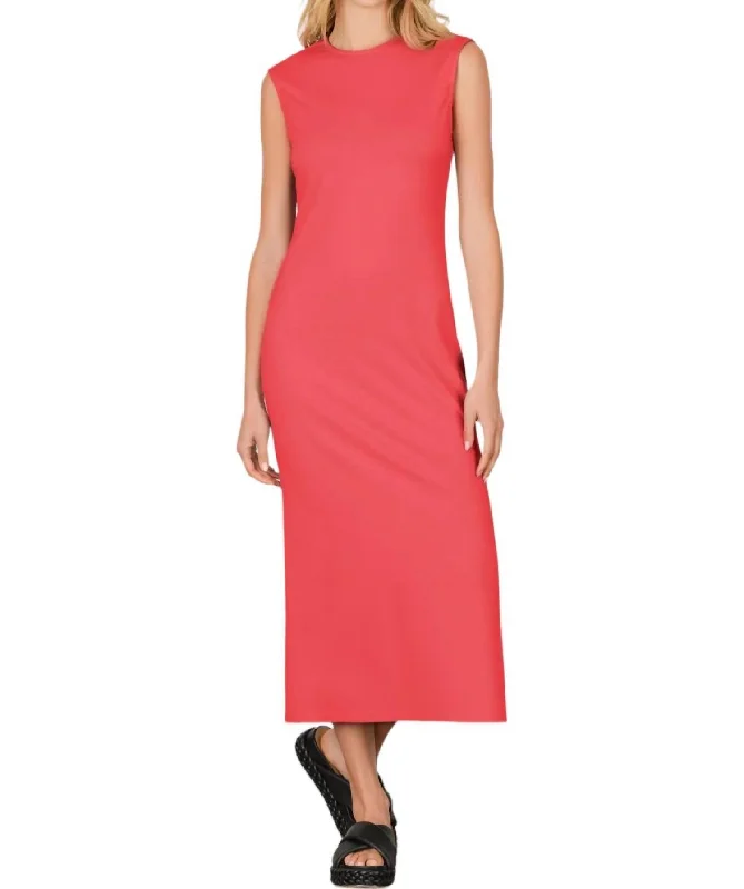 Women's Long-Sleeve BlouseRib Tee Dress In Coral