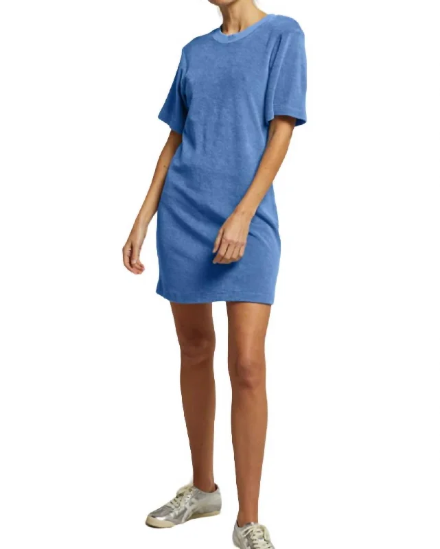 Women's Blouse with Wide CollarTee Shirt Dress In Blue