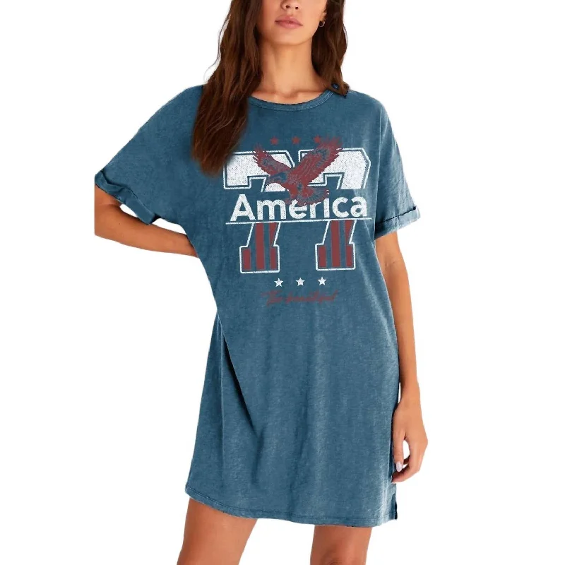 Women's Blouse with Square CollarWashington Graphic Tee Dress In Blue