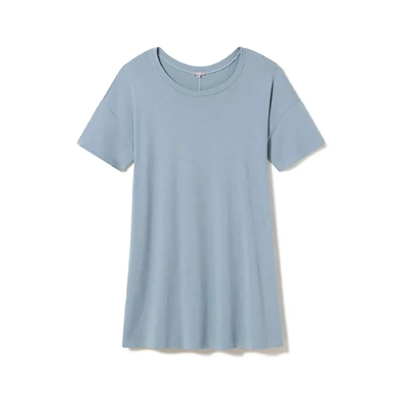 Women's Blouse with Notched CollarWomen's Reyan Boxy Oversized Sleep Tee Dress In Morning Blue