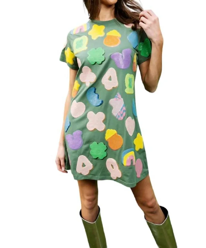 Women's Blouse with Peter Pan CollarLucky Charms Icon Tee Dress In Greedark Green