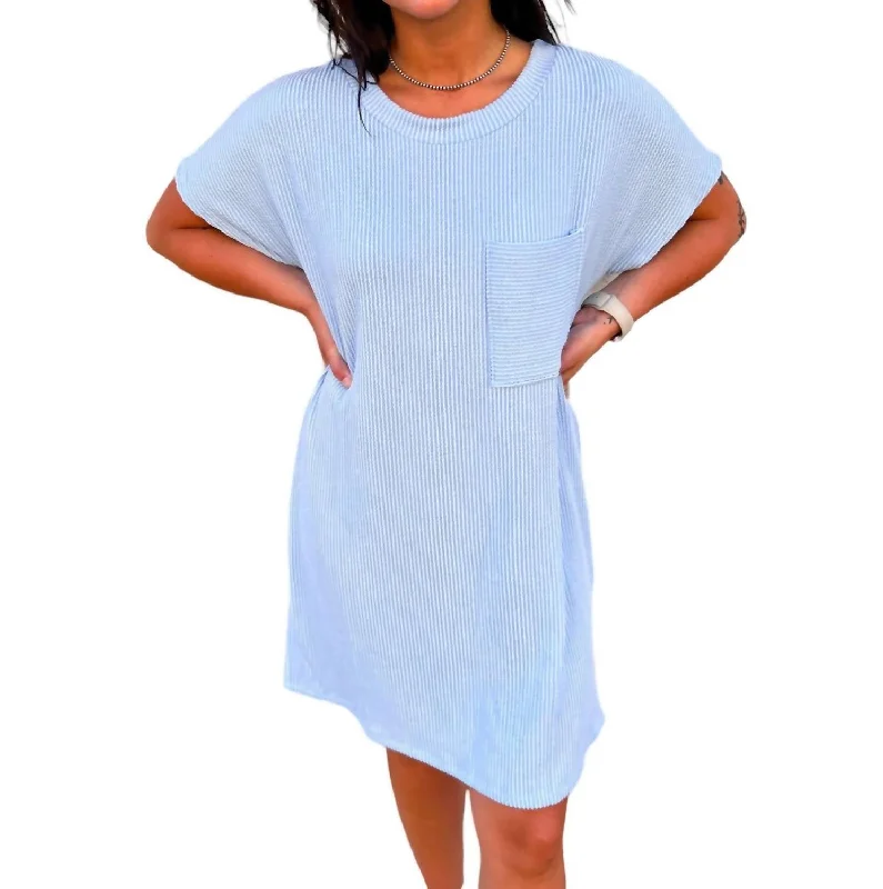 Women's Blouse with V-Shaped CollarMaggie Tee Shirt Dress In Blue