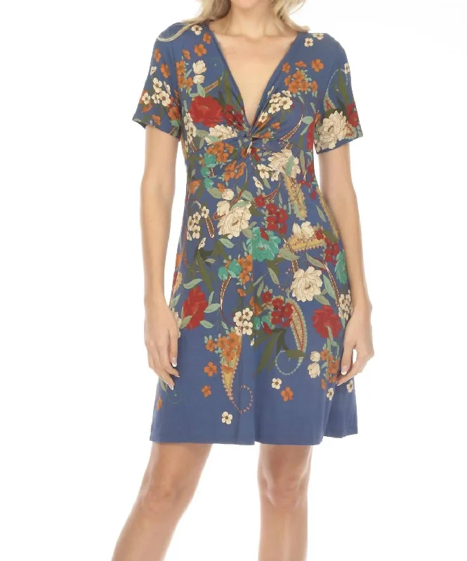 Women's Patterned BlouseTee Bee Twist Front Swing Dress In Multi