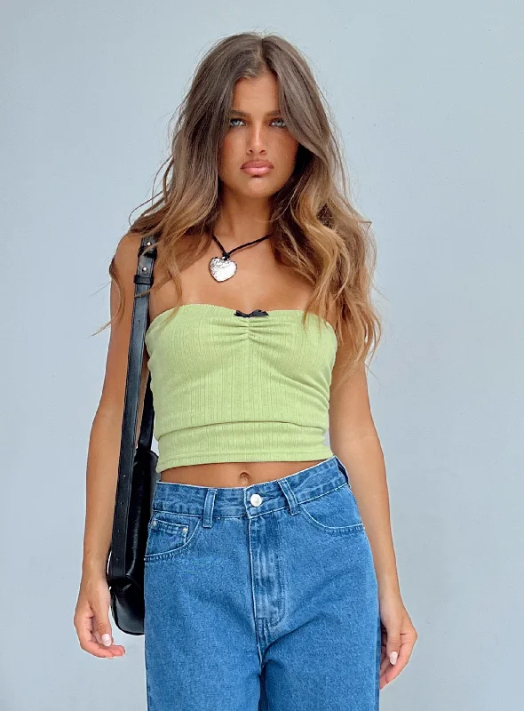 Women's Blouse with Keyhole CollarTari Tube Top Green