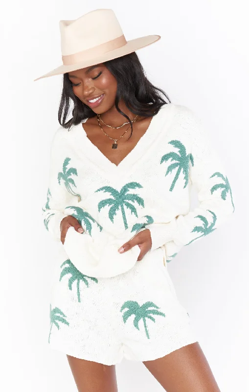 women's pajamas for loungingBoardwalk Shorts ~ Palm Tree Knit