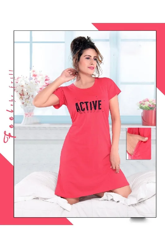 women's pajamas with a relaxed, casual vibeLong Tshirt Pink Nighty for Girls