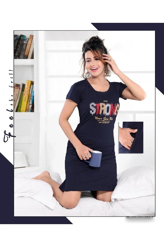 women's pajamas for those who seek ultimate relaxationBlue cotton Short nighty for girls