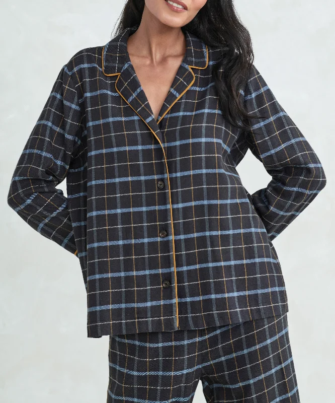 women's pajamas with an adjustable necklineFlannel Pajama Top