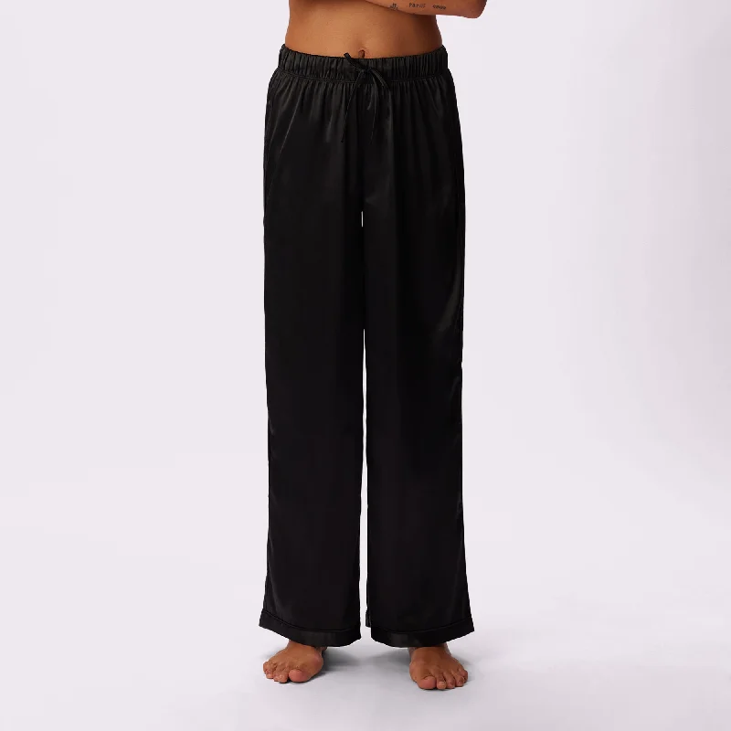 women's pajamas with moisture-wicking fabricLuxe Dreams Wide Leg Pants | Plush Satin (Eightball)