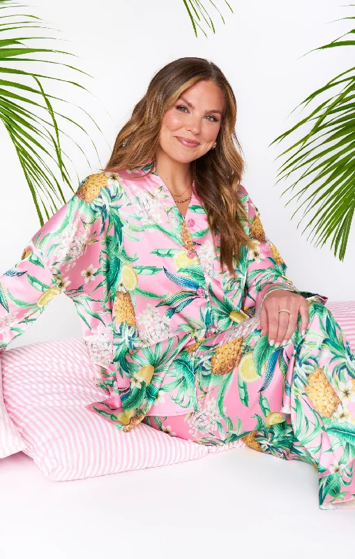 ladies' silk pajama topsParadise PJ Set ~ Hannahs Pineapple Dream