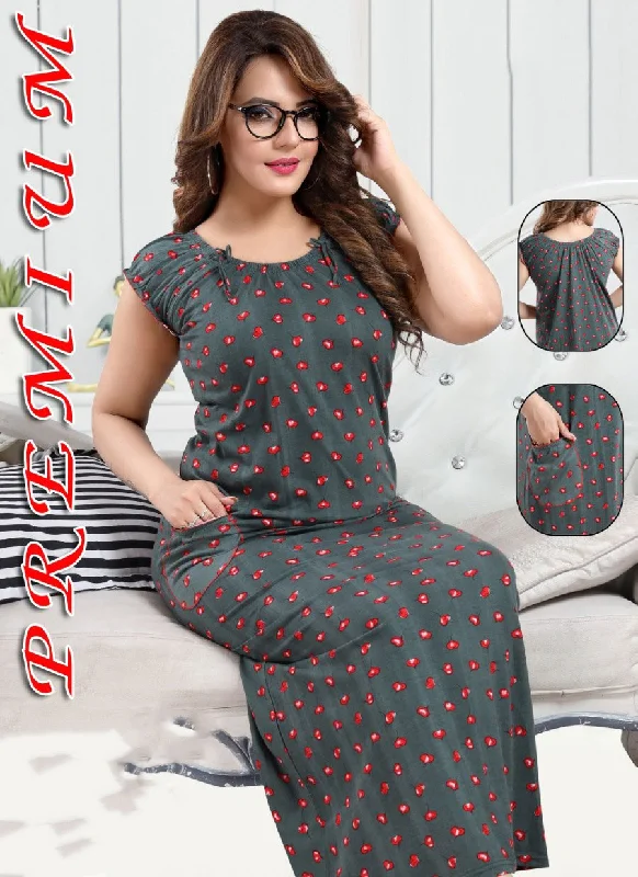 women's pajamas for those who love to dreamPure Cotton Printed Green Nighty Nightwear for Woman