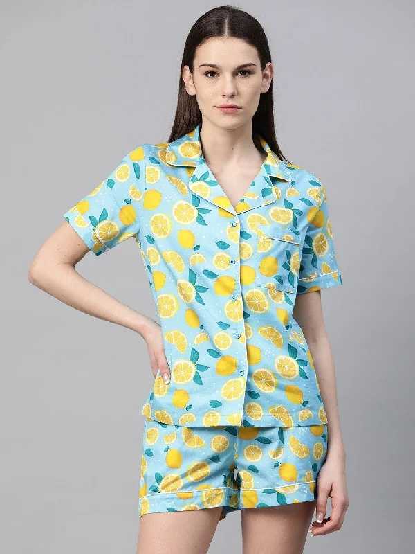 women's pajamas for those who cherish softnessWomen Printed Night Suit Set with Shorts