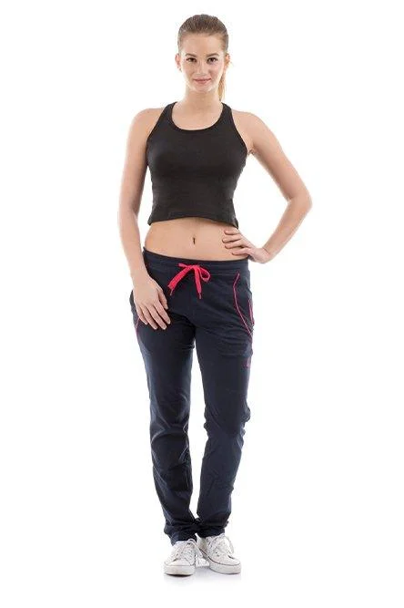 women's pajamas with adjustable waistbandsLovable Cotton Gym Wear Dark Blue Track Pants for ladies